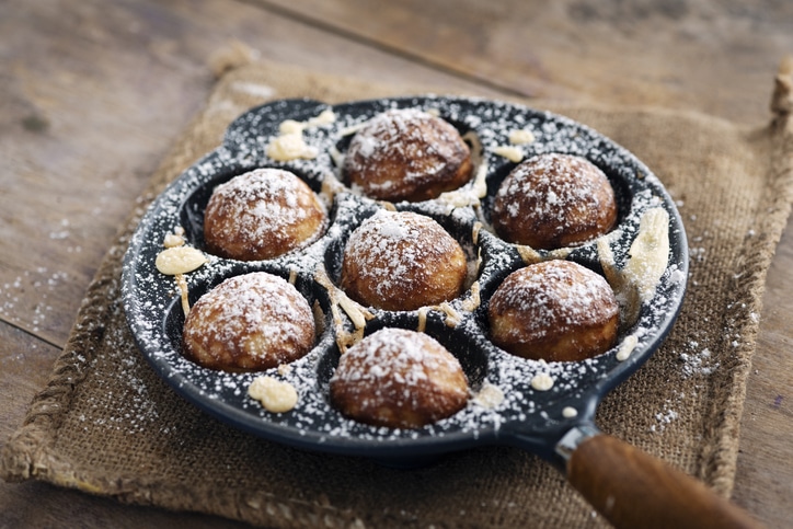 Traditional apple pancakes or Aebleskiver in danish.